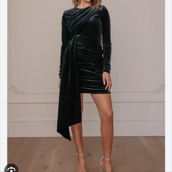 JESSAKAE | "Noor" velvet draped mini dress - Picture 2 of 5